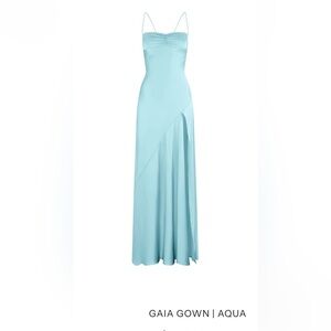 HNTR the Label Gaia Aqua Prom Gown with Side Slit